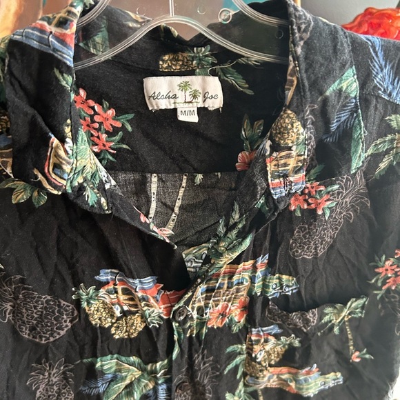 Vintage Aloha Joe Tropical Black Hawaiian Shirt Unisex - Picture 11 of 15